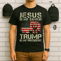 Jesus Is My Savior Trump Is My President Trump 2024 USA Flag T-Shirt