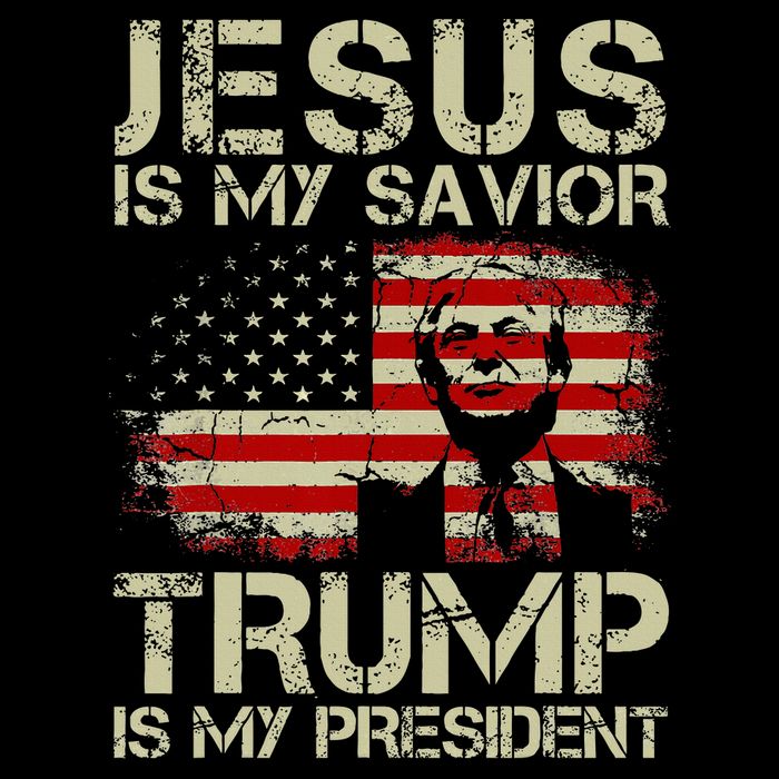 Jesus Is My Savior Trump Is My President Trump 2024 USA Flag T-Shirt