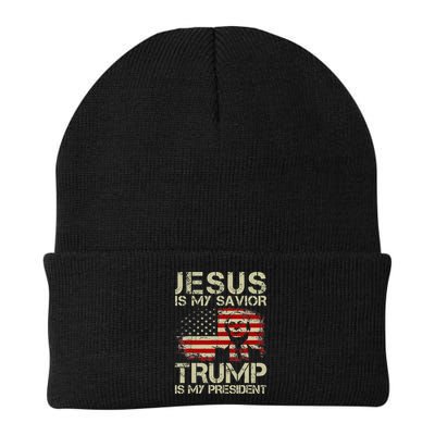 Jesus Is My Savior Trump Is My President Trump 2024 USA Flag Beanie