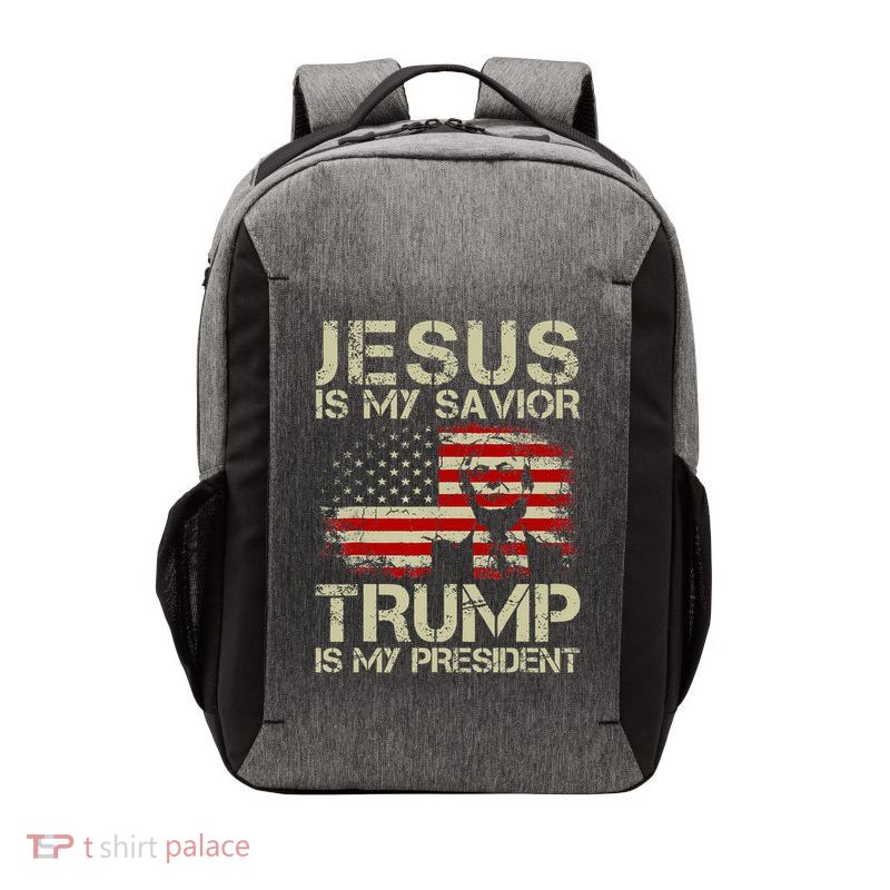 Jesus Is My Savior Trump Is My President Trump 2024 USA Flag Vector Backpack