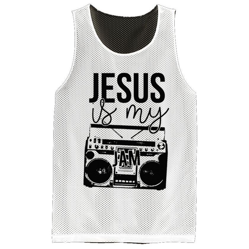 Jesus Is My-Jam Christian Music Outfit for Jesus Saviors Mesh Reversible Basketball Jersey Tank