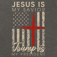 Jesus Is My Savior Trump Is My President 2024 Usa Flag Cross Cotton Canvas Backpack