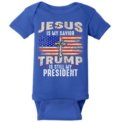 Jesus Is My Savior Trump Is Still My President Trump 2024 Premium Baby Bodysuit