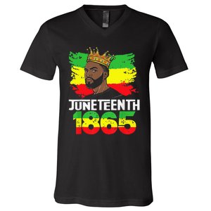 Juneteenth Is My Independence Day Black Black King Pride V-Neck T-Shirt