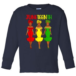 Juneteenth Is My Independence Day Afro Melanin Black Women Toddler Long Sleeve Shirt