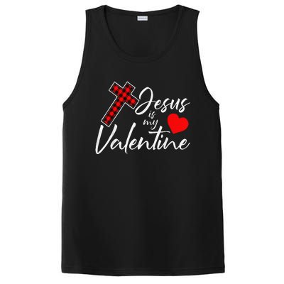 Jesus Is My Valentines Day Cool VDay Plaid Cross Christian PosiCharge Competitor Tank