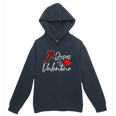 Jesus Is My Valentines Day Cool VDay Plaid Cross Christian Urban Pullover Hoodie