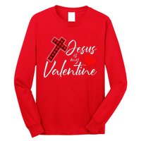 Jesus Is My Valentines Day Cool VDay Plaid Cross Christian Long Sleeve Shirt