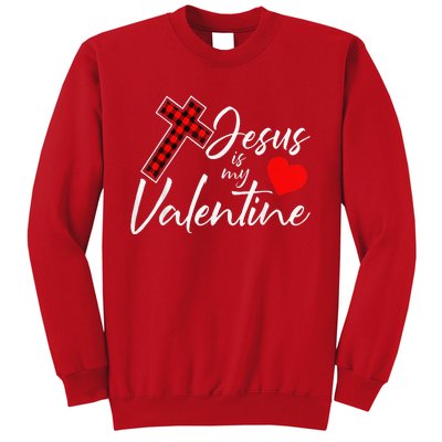 Jesus Is My Valentines Day Cool VDay Plaid Cross Christian Sweatshirt