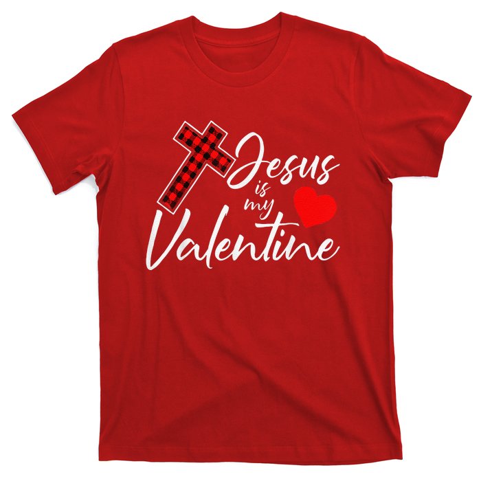 Jesus Is My Valentines Day Cool VDay Plaid Cross Christian T-Shirt