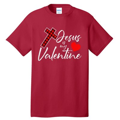 Jesus Is My Valentines Day Cool VDay Plaid Cross Christian Tall T-Shirt