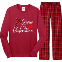 Jesus Is My Valentines Day Cool VDay Plaid Cross Christian Long Sleeve Pajama Set