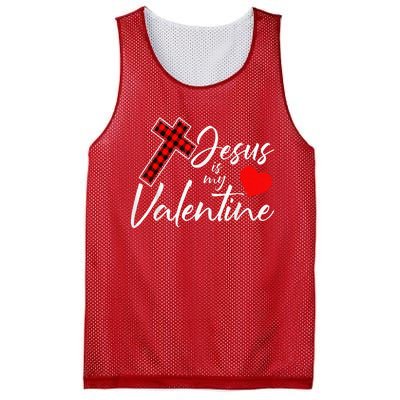 Jesus Is My Valentines Day Cool VDay Plaid Cross Christian Mesh Reversible Basketball Jersey Tank