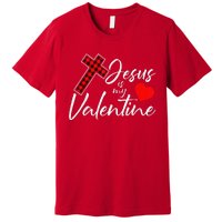 Jesus Is My Valentines Day Cool VDay Plaid Cross Christian Premium T-Shirt