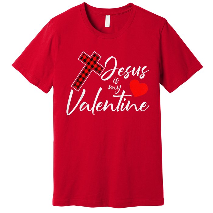 Jesus Is My Valentines Day Cool VDay Plaid Cross Christian Premium T-Shirt