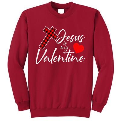 Jesus Is My Valentines Day Cool VDay Plaid Cross Christian Tall Sweatshirt