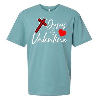 Jesus Is My Valentines Day Cool VDay Plaid Cross Christian Sueded Cloud Jersey T-Shirt