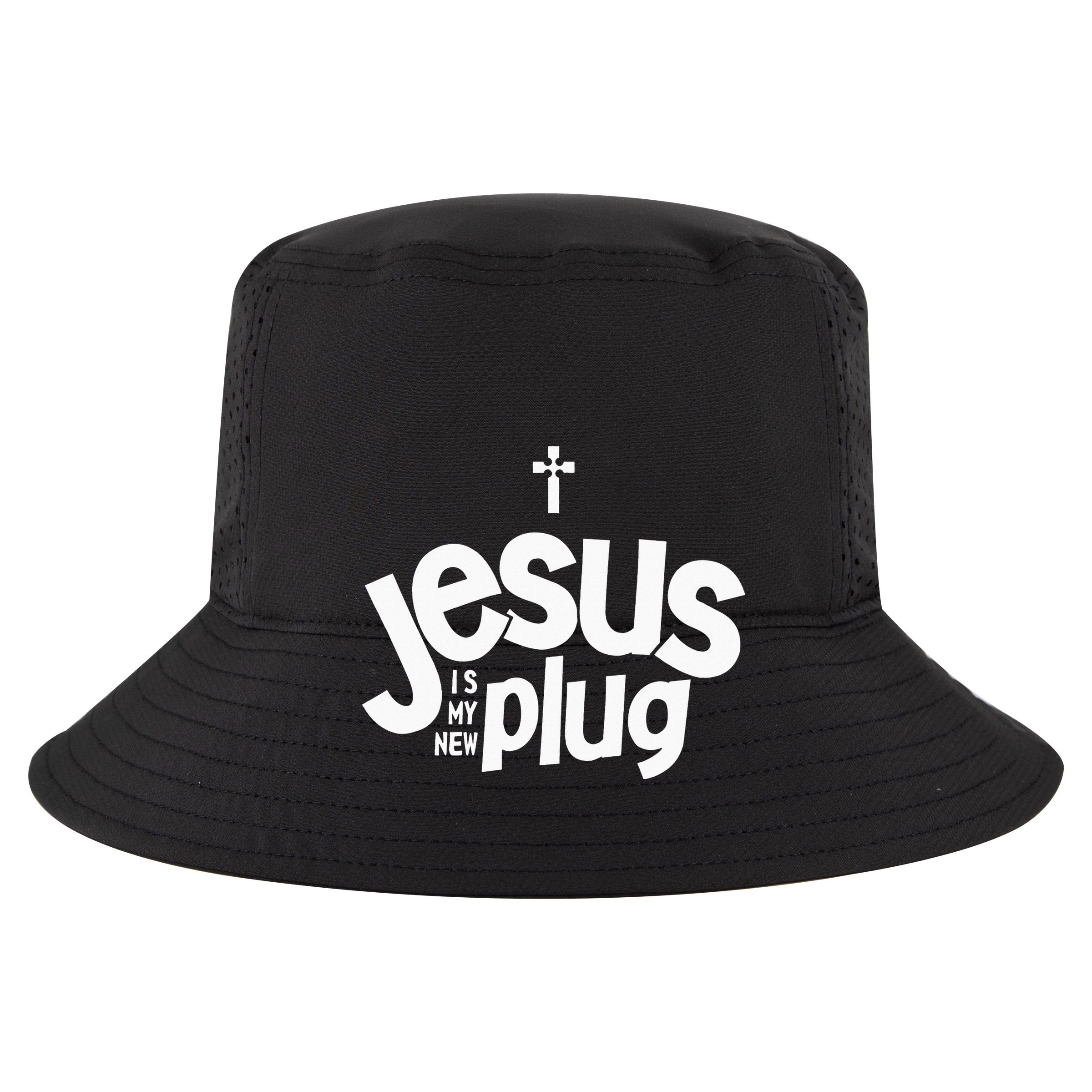 Jesus Is My New Plug Funny Christian Convert 7 Panel Mesh Trucker Snapback Hat