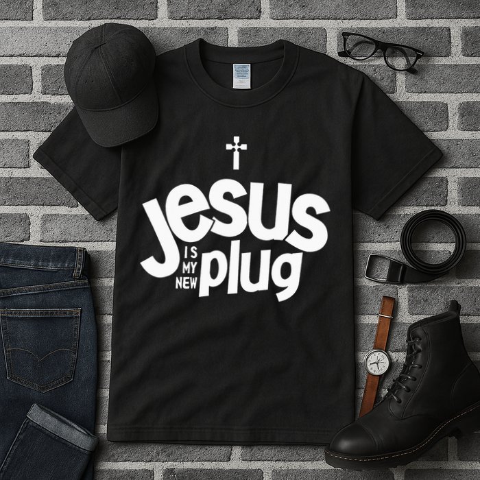 Jesus Is My New Plug Funny Christian Convert Tall T-Shirt