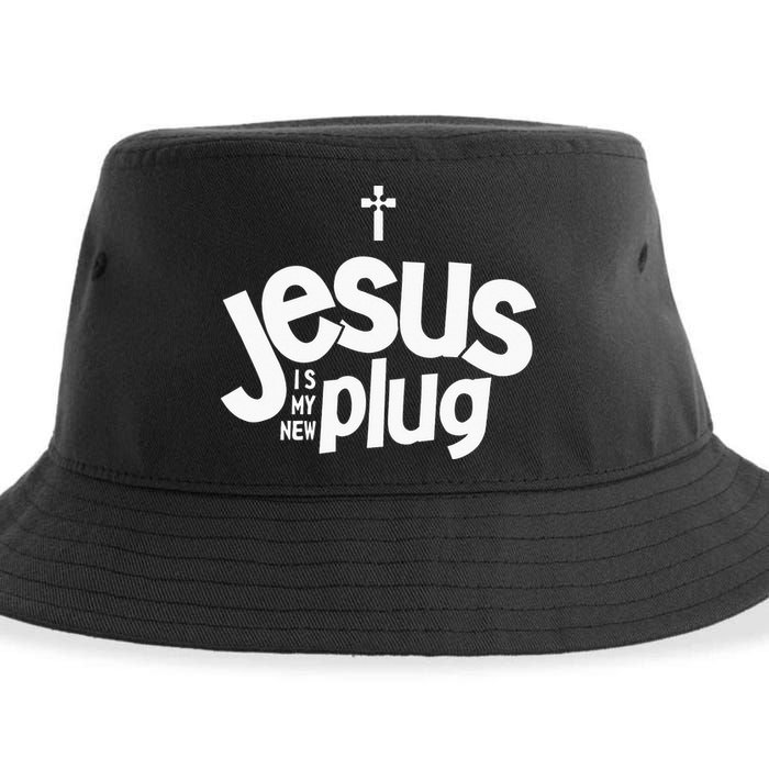 Jesus Is My New Plug Funny Christian Convert Sustainable Bucket Hat