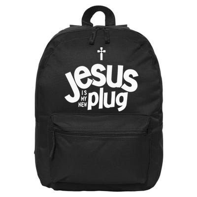 Jesus Is My New Plug Funny Christian Convert 16 in Basic Backpack