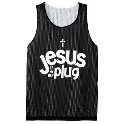 Jesus Is My New Plug Funny Christian Convert Mesh Reversible Basketball Jersey Tank