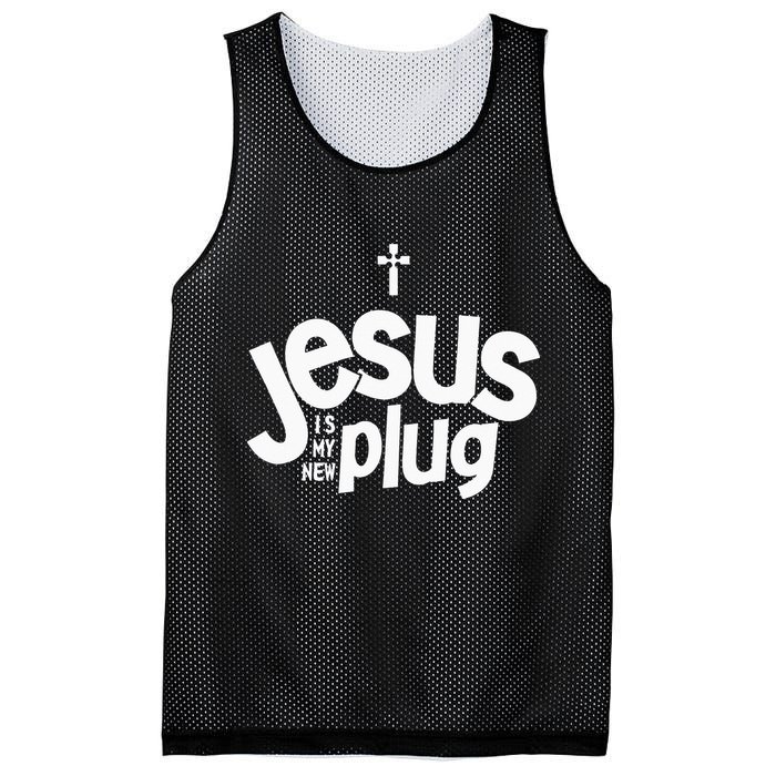 Jesus Is My New Plug Funny Christian Convert Mesh Reversible Basketball Jersey Tank