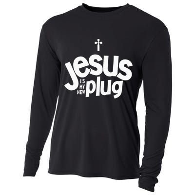 Jesus Is My New Plug Funny Christian Convert Cooling Performance Long Sleeve Crew