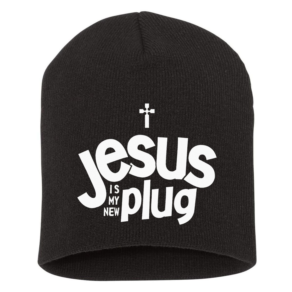Jesus Is My New Plug Funny Christian Convert Short Acrylic Beanie