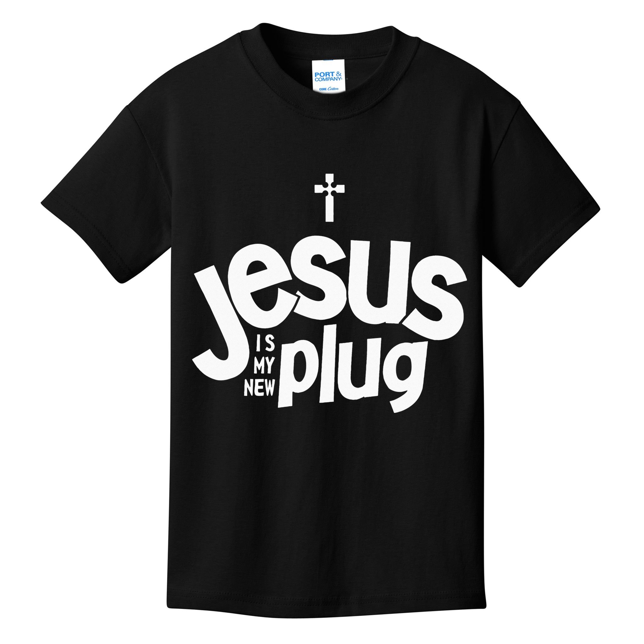 Jesus Is My New Plug Funny Christian Convert Kids T-Shirt