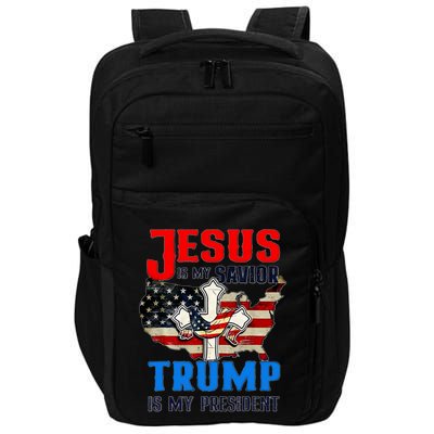 Jesus Is My Savior Trump Is My President Us Flag Funny Gift Impact Tech Backpack