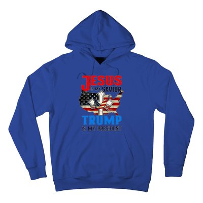 Jesus Is My Savior Trump Is My President Us Flag Funny Gift Hoodie