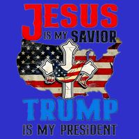 Jesus Is My Savior Trump Is My President Us Flag Funny Gift T-Shirt