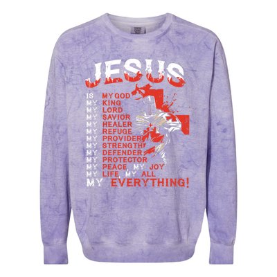 Jesus Is My Everything Jesus Colorblast Crewneck Sweatshirt