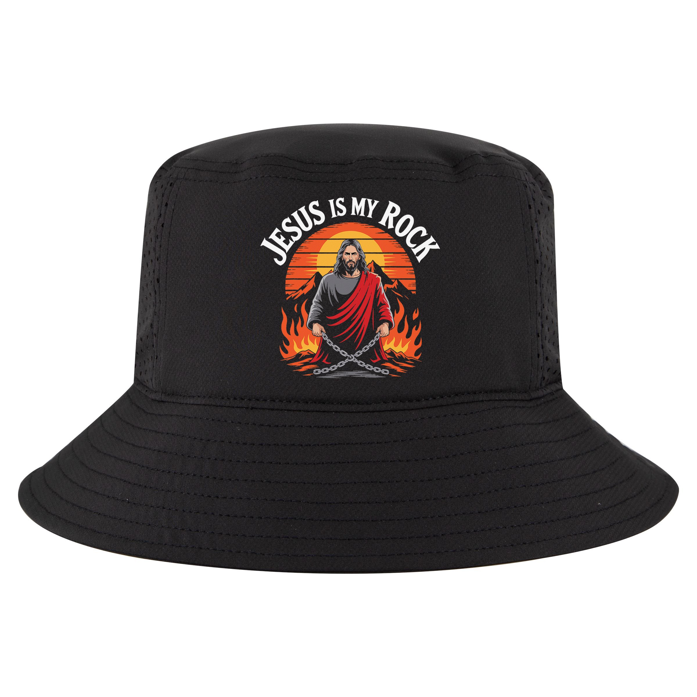 Jesus Is My Rock Biblical Christian Faith Cool Comfort Performance Bucket Hat