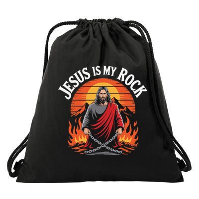 Jesus Is My Rock Biblical Christian Faith Drawstring Bag