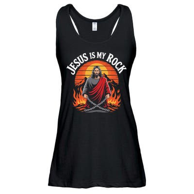 Jesus Is My Rock Biblical Christian Faith Ladies Essential Flowy Tank
