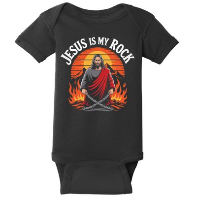 Jesus Is My Rock Biblical Christian Faith Baby Bodysuit