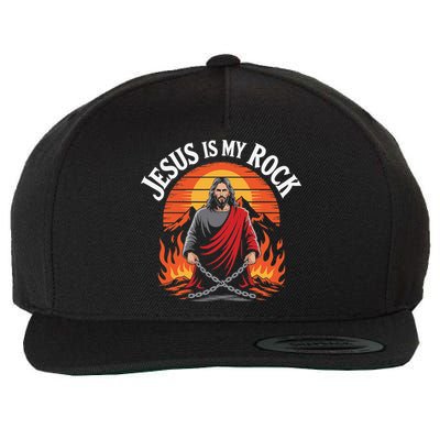 Jesus Is My Rock Biblical Christian Faith Wool Snapback Cap