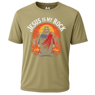 Jesus Is My Rock Biblical Christian Faith Cooling Performance Crew T-Shirt