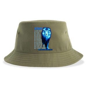 Jesus Is My God King My Lord My Savior Blue Lion Christian Sustainable Bucket Hat