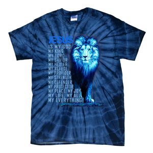 Jesus Is My God King My Lord My Savior Blue Lion Christian Tie-Dye T-Shirt