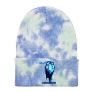 Jesus Is My God King My Lord My Savior Blue Lion Christian Tie Dye 12in Knit Beanie