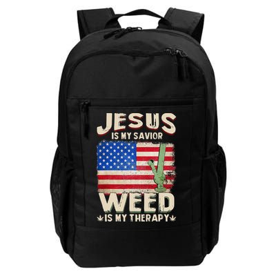 Jesus Is My Savior Weed Is My Therapy Marijuana Cannabis Backpack