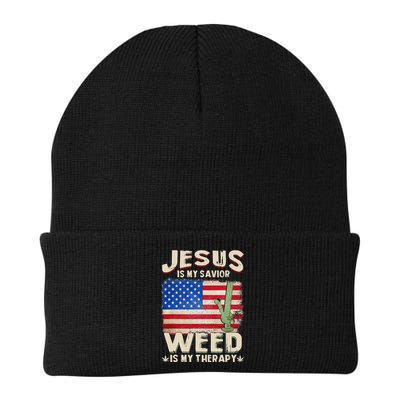 Jesus Is My Savior Weed Is My Therapy Marijuana Cannabis Beanie