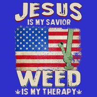 Jesus Is My Savior Weed Is My Therapy Marijuana Cannabis Tall T-Shirt