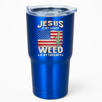 Jesus Is My Savior Weed Is My Therapy Marijuana Cannabis Tumbler