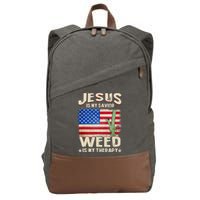 Jesus Is My Savior Weed Is My Therapy Marijuana Cannabis Cotton Canvas Backpack