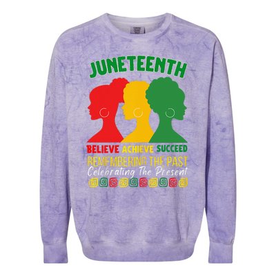 Juneteenth Is My Independence Day believe achieve succeed Colorblast Crewneck Sweatshirt