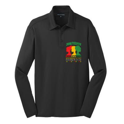 Juneteenth Is My Independence Day believe achieve succeed Silk Touch Performance Long Sleeve Polo